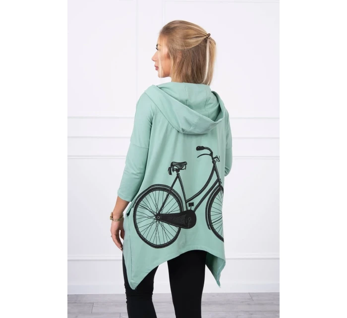 Mikina s potiskem kola tmavě mátová Mikina s potiskem kola tmavě mátová