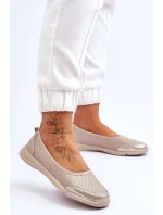 Kožené dámské prolamované baleríny Béžová model 21616489 - EVENTO