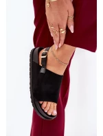 Sandały Damskie Z Eko Zamszu Na Platformie Czarne Migola