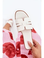 Dámské Pantofle Na Plochém Podpatku S Eko Kůže Bílé model 21688606 - Boto