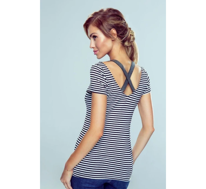 Meg pruhované tričko bielo-čierne - Eldar