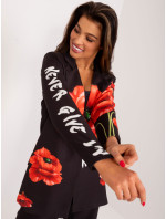 Čierna dámska kvetinová bunda