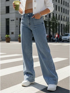 Dámske široké džínsy UY2871 modré - FashionStreet