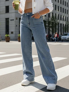 Dámske široké džínsy UY2871 modré - FashionStreet