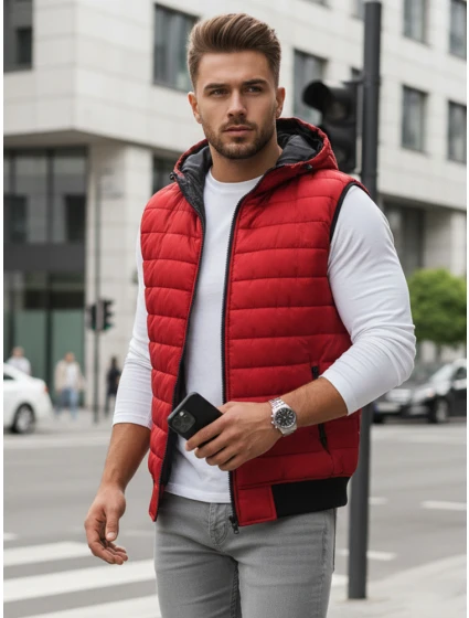 Pánska červená vesta FashionStreet TX4265