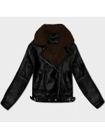 dámská kožená bunda s kožešinovou podšívkou pro přechodné období model 21479139 - J.STYLE