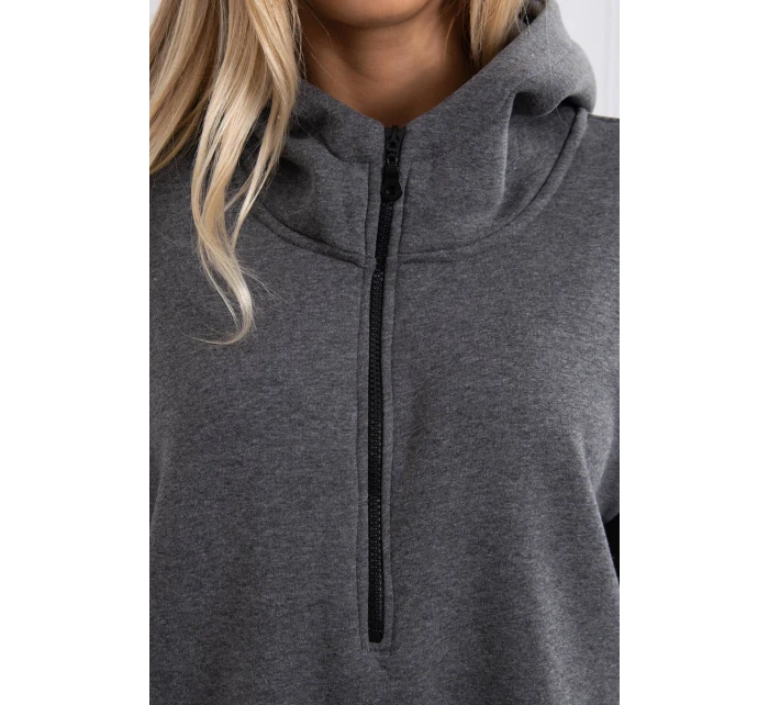 Zateplená mikina s bočními rozparky grafitová