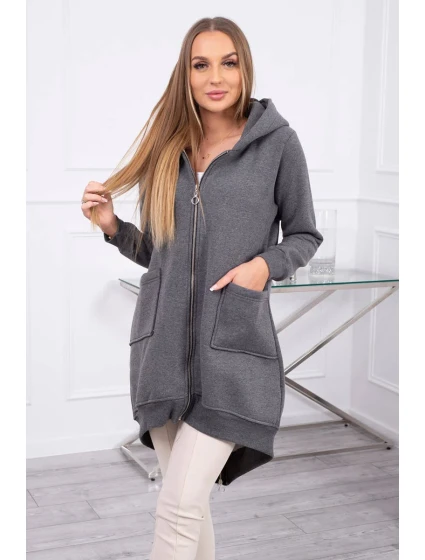 Zateplená mikina so zipsom na chrbte grafitová