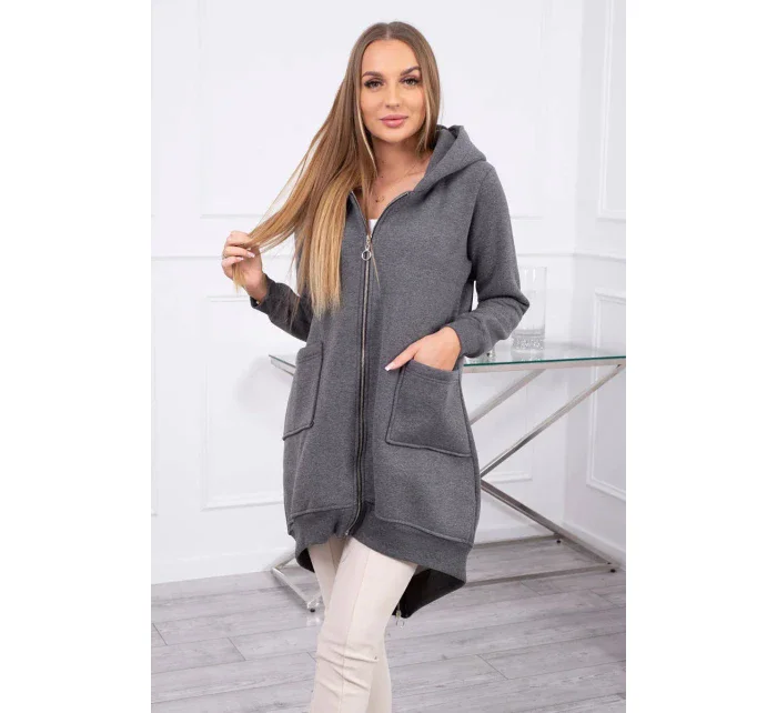 Zateplená mikina so zipsom na chrbte grafitová
