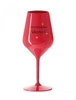I ENJOY CHRISTMAS - červený nerozbitný pohár na víno 470 ml