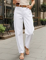 Dámske baggy džínsy s opaskom biele FashionStreet UY2930