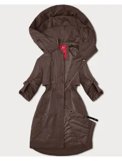 Hnědá dámská bunda s ohrnutými rukávy model 20911366 - LHD