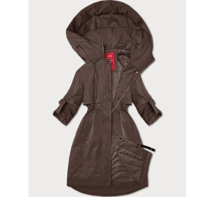 Hnědá dámská bunda s ohrnutými rukávy model 20911366 - LHD