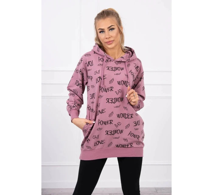 Mikina s nápisom tmavoružová