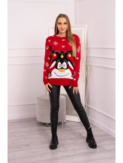 Vánoční svetr se model 18748077 červený - K-Fashion