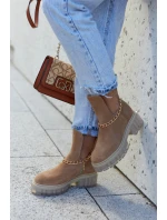 Modne Zamszowe Botki Z Wycięciem Camel Lemar Forget Me