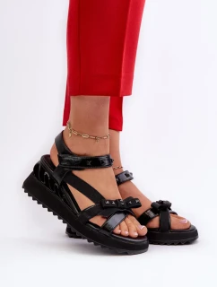 Dámske sandále s mašľou D&A čierne