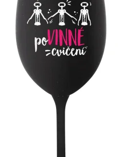 POVINNÉ CVIČENÍ - černá sklenice na víno 350 ml