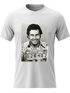 Dámské bavlněné tričko s potiskem - PABLO ESCOBAR - bílé