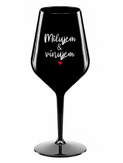 I LOVE & I WINE - čierny nerozbitný pohár na víno 470 ml