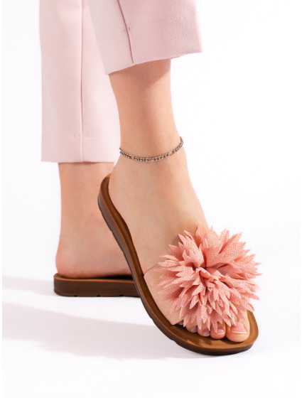 Originálne dámske ružové ponožky na podpätku bez päty