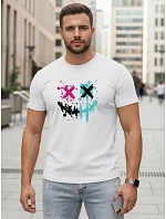 Pánske bavlnené streetwear biele tričko FashionStreet NX5100R