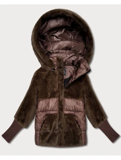 Dámska zimná bunda s kapucňou Goodlookin hnedá (LD-5562)