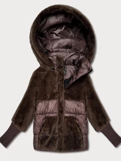 Hnědá dámská zimní bunda s kapucí model 21785363 - Libland