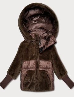 Dámska zimná bunda s kapucňou Goodlookin hnedá (LD-5562)