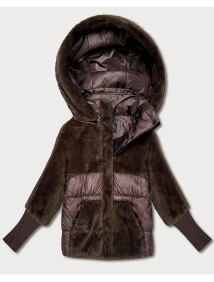 Hnědá dámská zimní bunda s kapucí Goodlookin model 21785363 - Libland