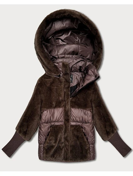 Hnědá dámská zimní bunda s kapucí Goodlookin model 21785363 - Libland