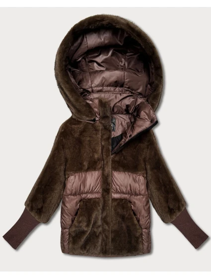 Dámska zimná bunda s kapucňou Goodlookin hnedá (LD-5562)