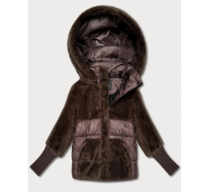 Hnědá dámská zimní bunda s kapucí Goodlookin model 21785363 - Libland