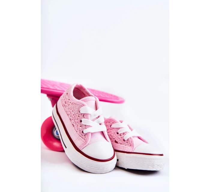 Dziecięce Trampki Z Koronką Różowe Roly-Poly Dziecięce Trampki Z Koronką Różowe Roly-Poly