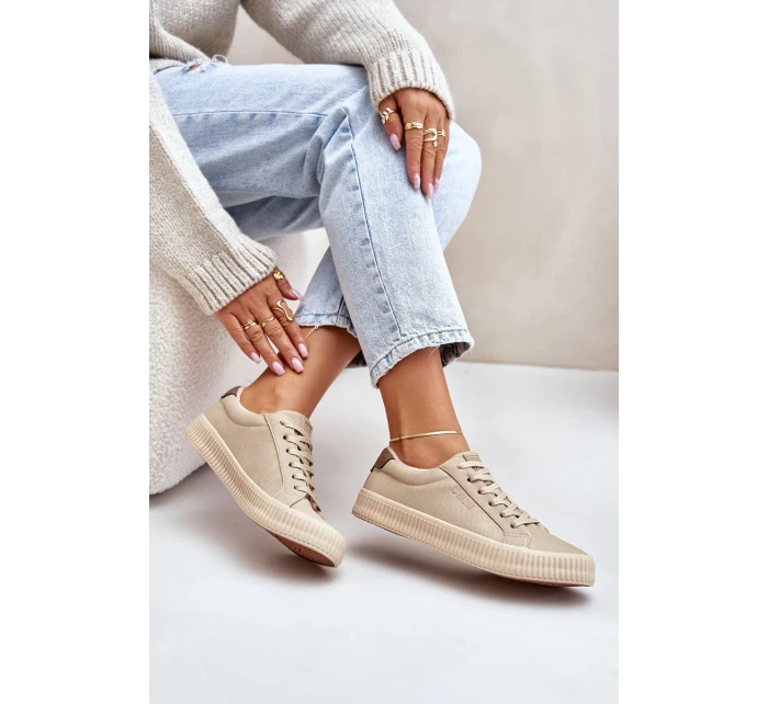 Ocieplane Trampki Damskie Big Star OO274A461 Beżowe Ocieplane Trampki Damskie Big Star OO274A461 Beżowe