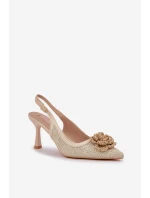 Plecione Szpilki Z Odkrytą Piętą Beżowe Lanithra