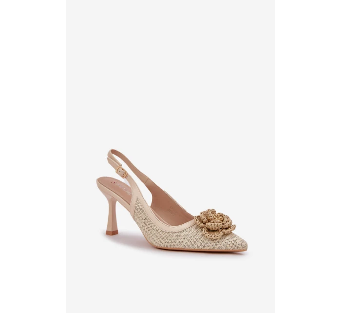 Plecione Szpilki Z Odkrytą Piętą Beżowe Lanithra