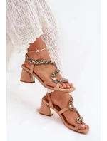 Dámské Sandály Na Podpatku S  Béžové model 21693547 - Artiker