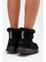 Semišové zimní boty pro ženy s ozdobnými Big Star Černé model 21708683 - Big Star Shoes