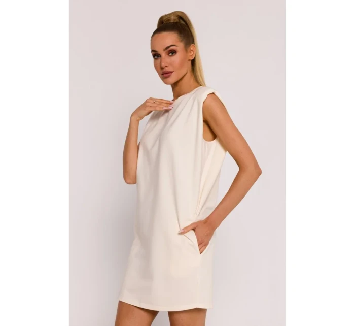 Mini šaty s na ramenou krémové model 19660950 - Moe