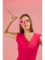 S407 Elegantný overal s asymetrickým výstrihom - ružový S407 Elegantný overal s asymetrickým výstrihom - ružový