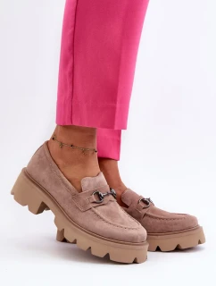 Robustné dámske béžové semišové mokasíny Neloria