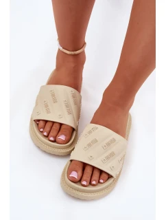 Dámske papuče na platforme Big Star - béžové