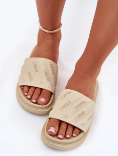 Dámske papuče na platforme Big Star - béžové