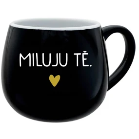 MILUJU TĚ. - černý keramický hrníček 300 ml