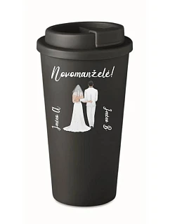 Personalizovaný cestovný termohrnček so svadobným párom