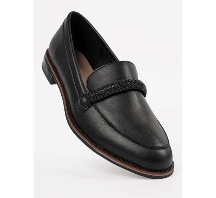 Krásne čierne dámske mokasíny bez podpätku