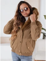 Dámská zimní bunda krátká s kožešinou světle hnědá Dstreet model 21991174 - FashionStreet