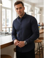 Pánska tmavomodrá vzorovaná košeľa slim fit FashionStreet DX2691