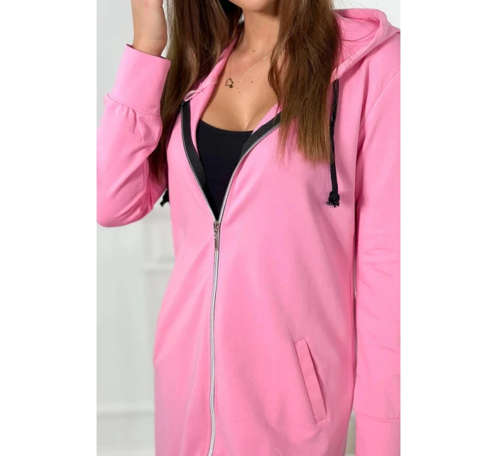 Mikina s kapucí světle růžová